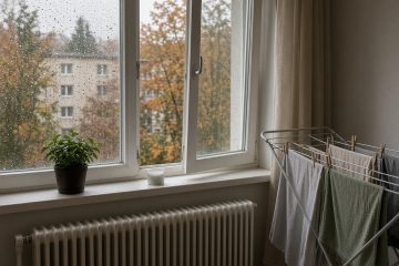 Sušenje perila, ko zunaj dežuje tedne: plesen, radiator in okno